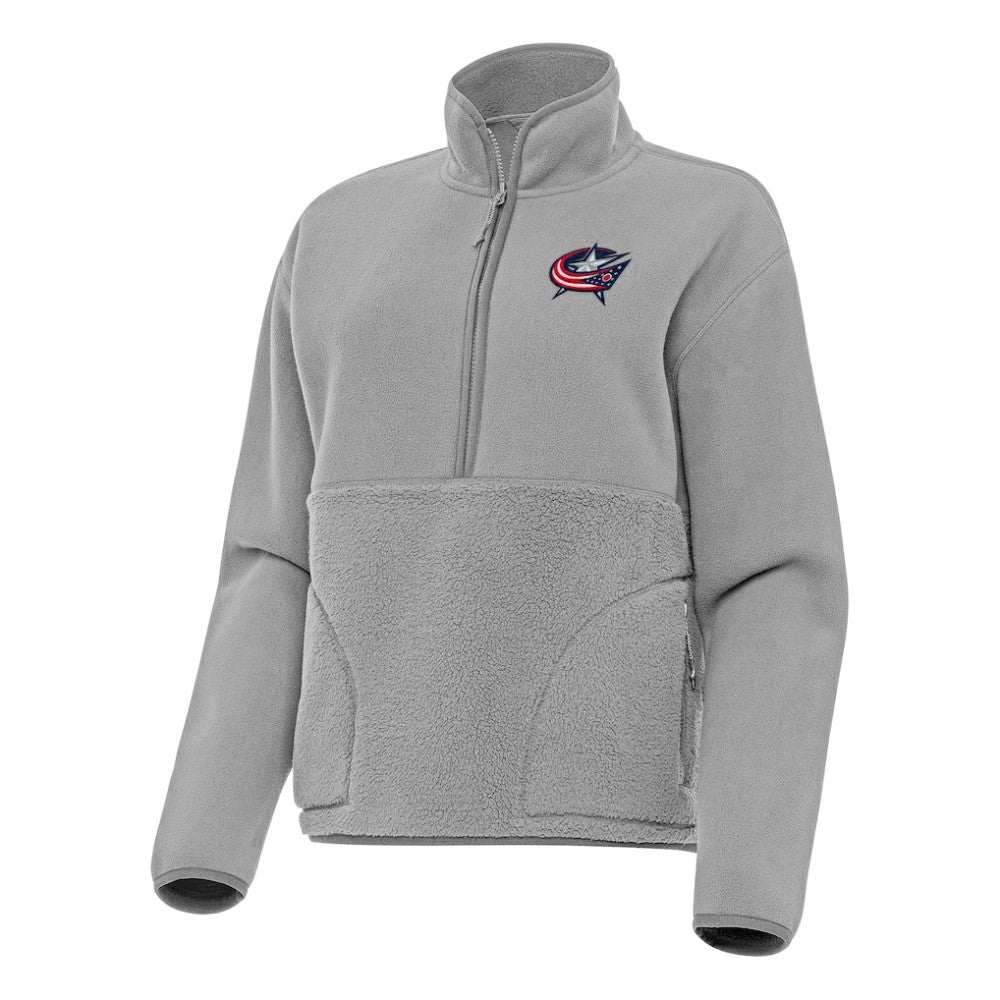 Columbus Blue Jackets Antigua Women's Figure Half-Zip Pullover Sweatshirt - Gray | NHL online