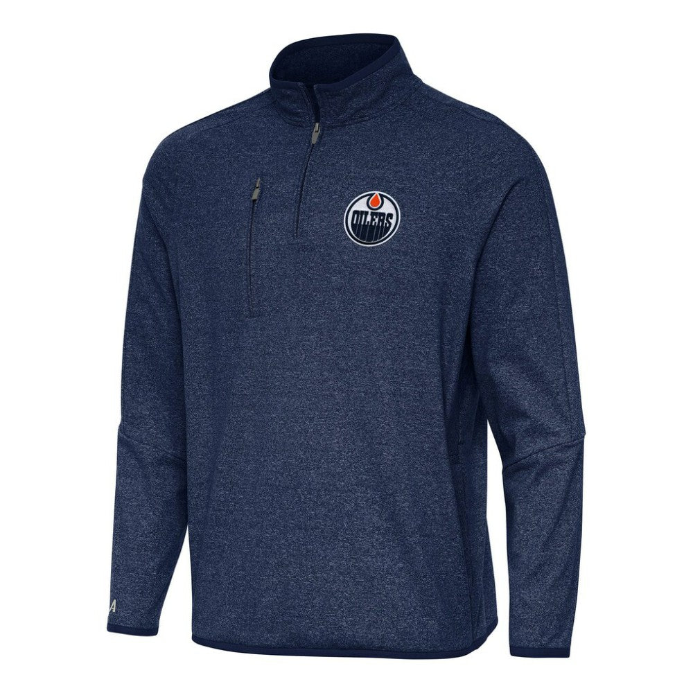 Edmonton Oilers Antigua Certain Quarter-Zip Tri-Blend Sweatshirt - Heather Navy | NHL near me