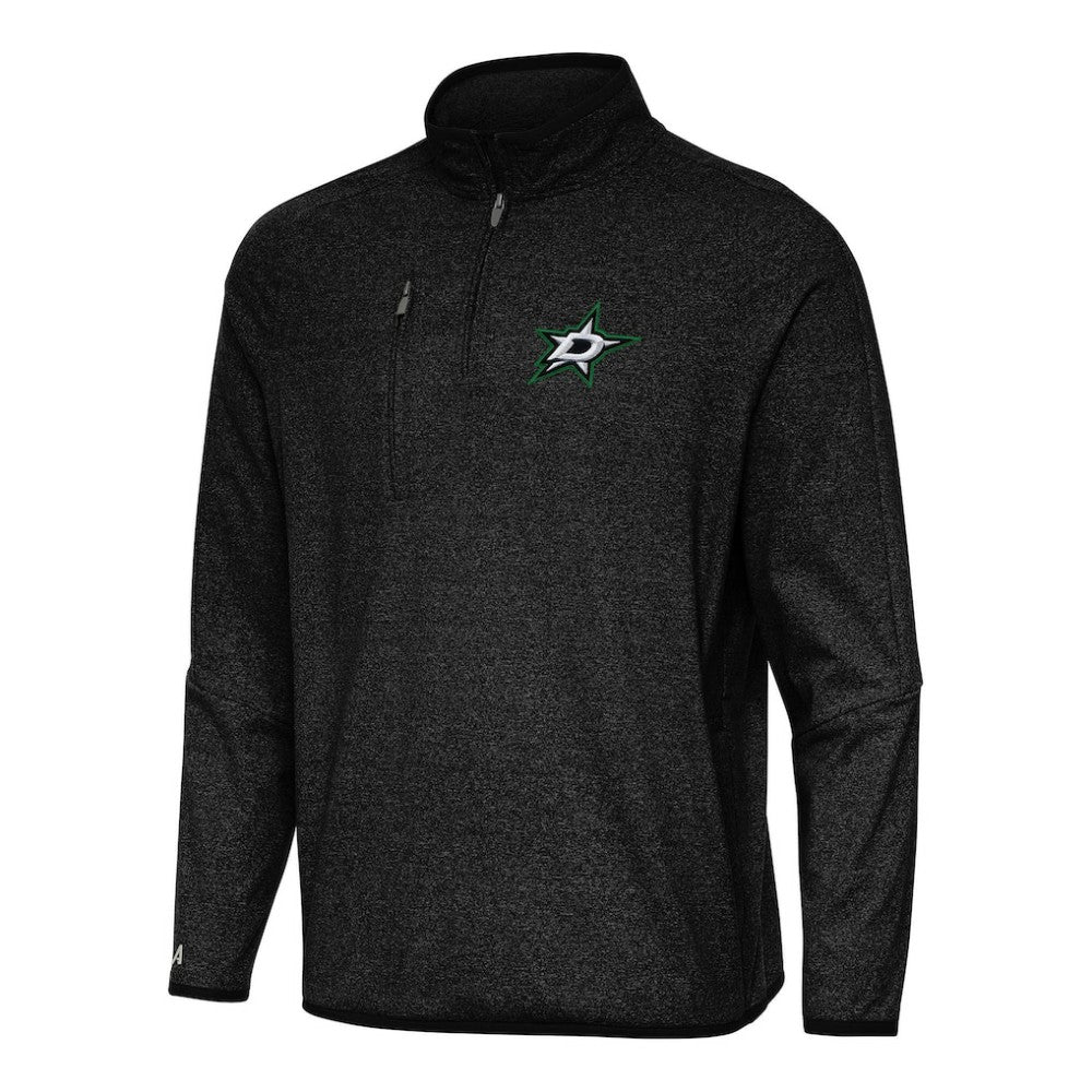 Dallas Stars Antigua Certain Quarter-Zip Tri-Blend Sweatshirt - Heather Black | NHL Lifestyle