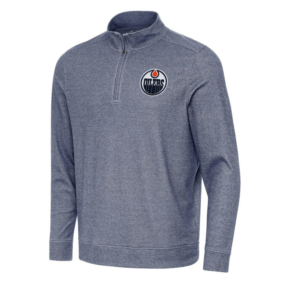 Edmonton Oilers Antigua Subtle Quarter-Zip Sweatshirt - Heather Navy | NHL sale