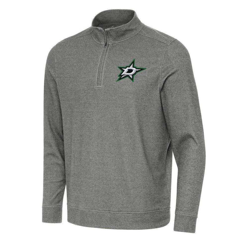 Dallas Stars Antigua Subtle Quarter-Zip Sweatshirt - Heather Black | NHL Lifestyle