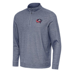 Columbus Blue Jackets Antigua Subtle Quarter-Zip Sweatshirt - Heather Navy | NHL Clearance