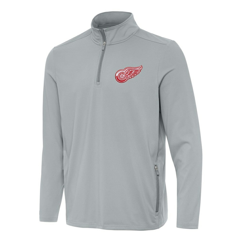 Detroit Red Wings Antigua Perilous Quarter-Zip Sweatshirt - Gray | NHL Lifestyle