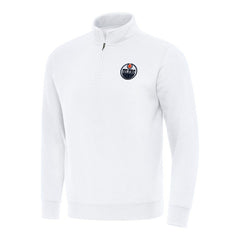 Edmonton Oilers Antigua Victory Quarter-Zip Mock Sweatshirt - White | NHL near me