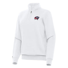 Columbus Blue Jackets Antigua Women's Victory Quarter-Zip Sweatshirt - White | NHL discount