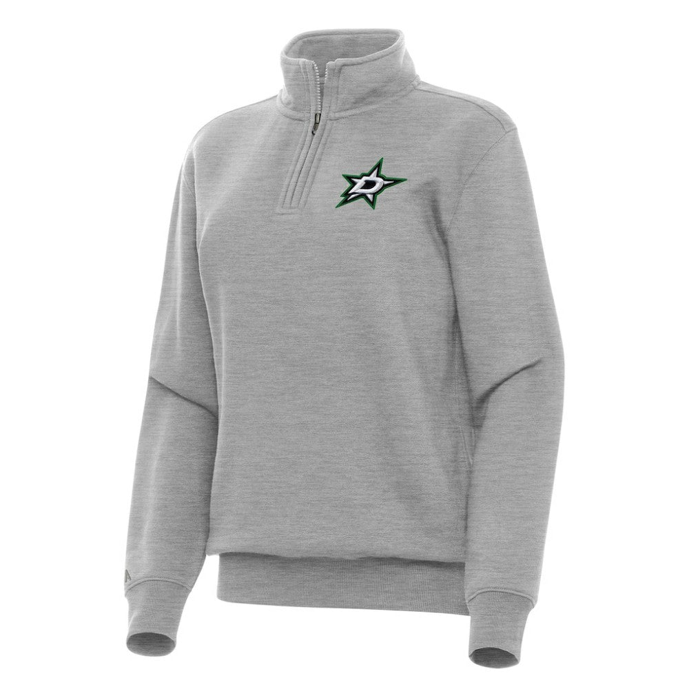 Dallas Stars Antigua Women's Victory Quarter-Zip Sweatshirt - Heather Gray | NHL Clearance