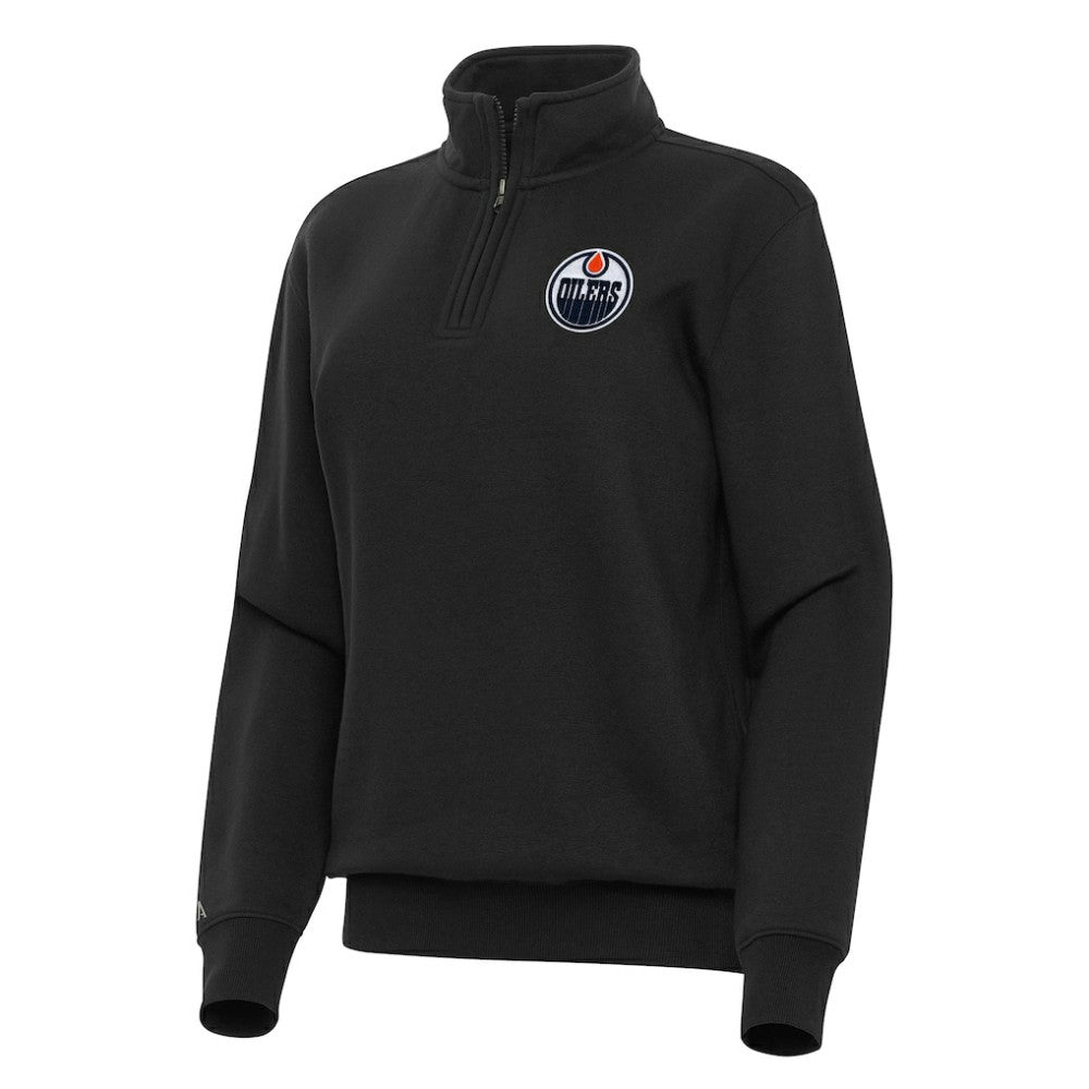 Edmonton Oilers Antigua Women's Victory Quarter-Zip Sweatshirt - Black | NHL online