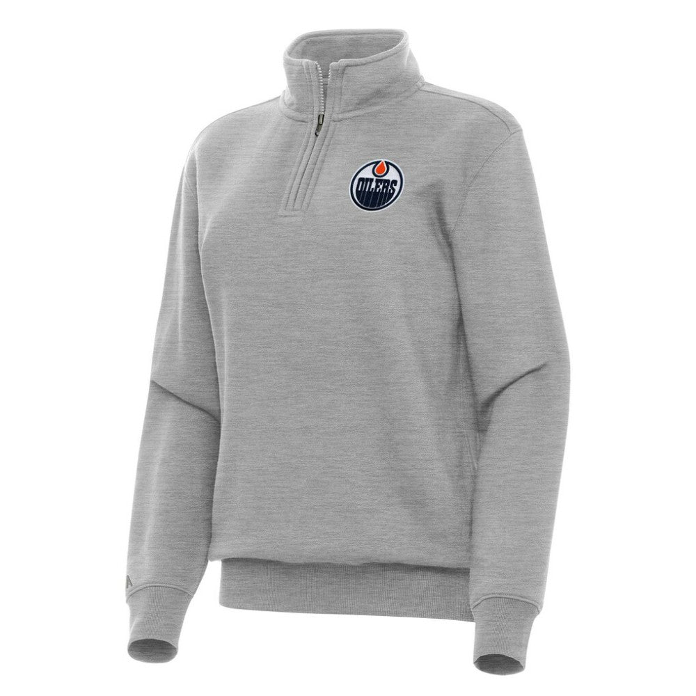 Edmonton Oilers Antigua Women's Victory Quarter-Zip Sweatshirt - Heather Gray | NHL online