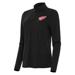 Detroit Red Wings Antigua Women's Bright Quarter-Zip Top - Heather Black | NHL Clearance