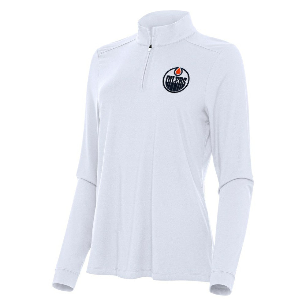 Edmonton Oilers Antigua Women's Intent Quarter-Zip Top - White | NHL on sale