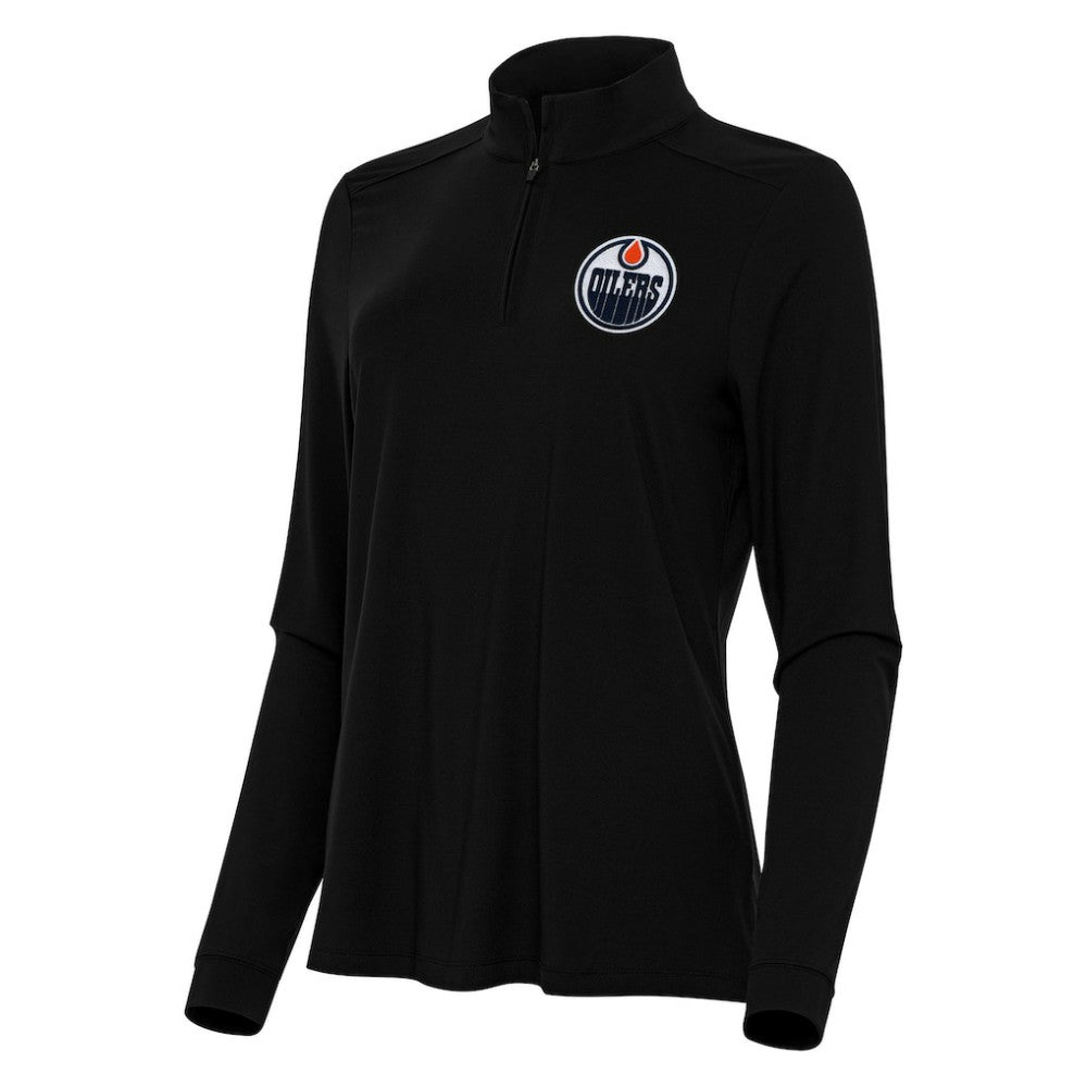 Edmonton Oilers Antigua Women's Intent Quarter-Zip Top - Black | NHL near me