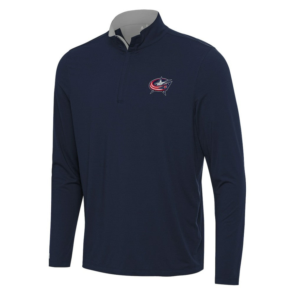 Columbus Blue Jackets Antigua Content Quarter-Zip Pullover Top - Navy/Gray | NHL near me