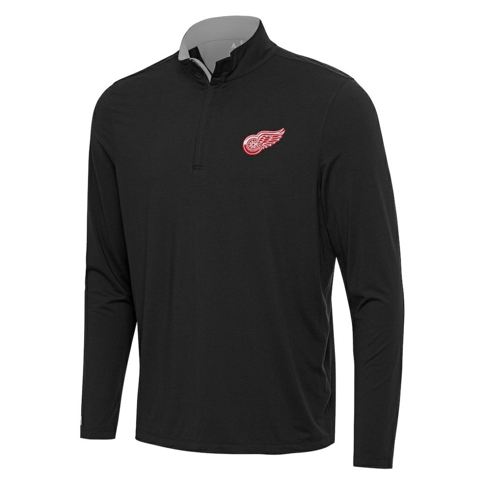 Detroit Red Wings Antigua Content Quarter-Zip Pullover Top - Black/Gray | NHL discount
