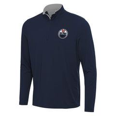 Edmonton Oilers Antigua Content Quarter-Zip Pullover Top - Navy/Gray | NHL sale