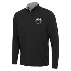 Edmonton Oilers Antigua Content Quarter-Zip Pullover Top - Black/Gray | NHL sale