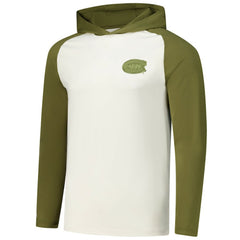 Montreal Canadiens Antigua Intrepid Sand Raglan Long Sleeve Hoodie T-Shirt - Cream/Olive | NHL Lifestyle