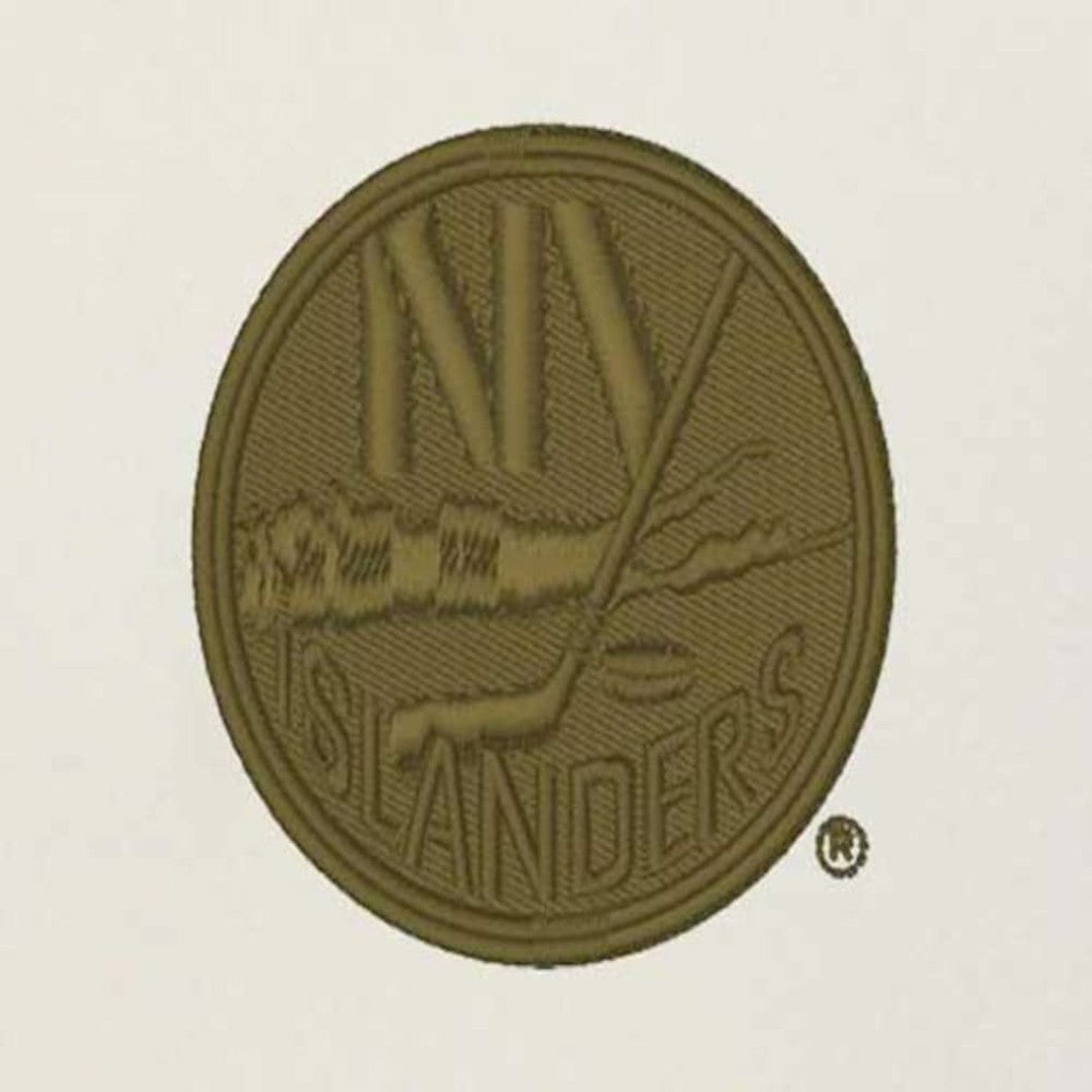 New York Islanders Antigua Intrepid Sand Raglan Long Sleeve Hoodie T-Shirt - Cream/Olive | NHL on sale