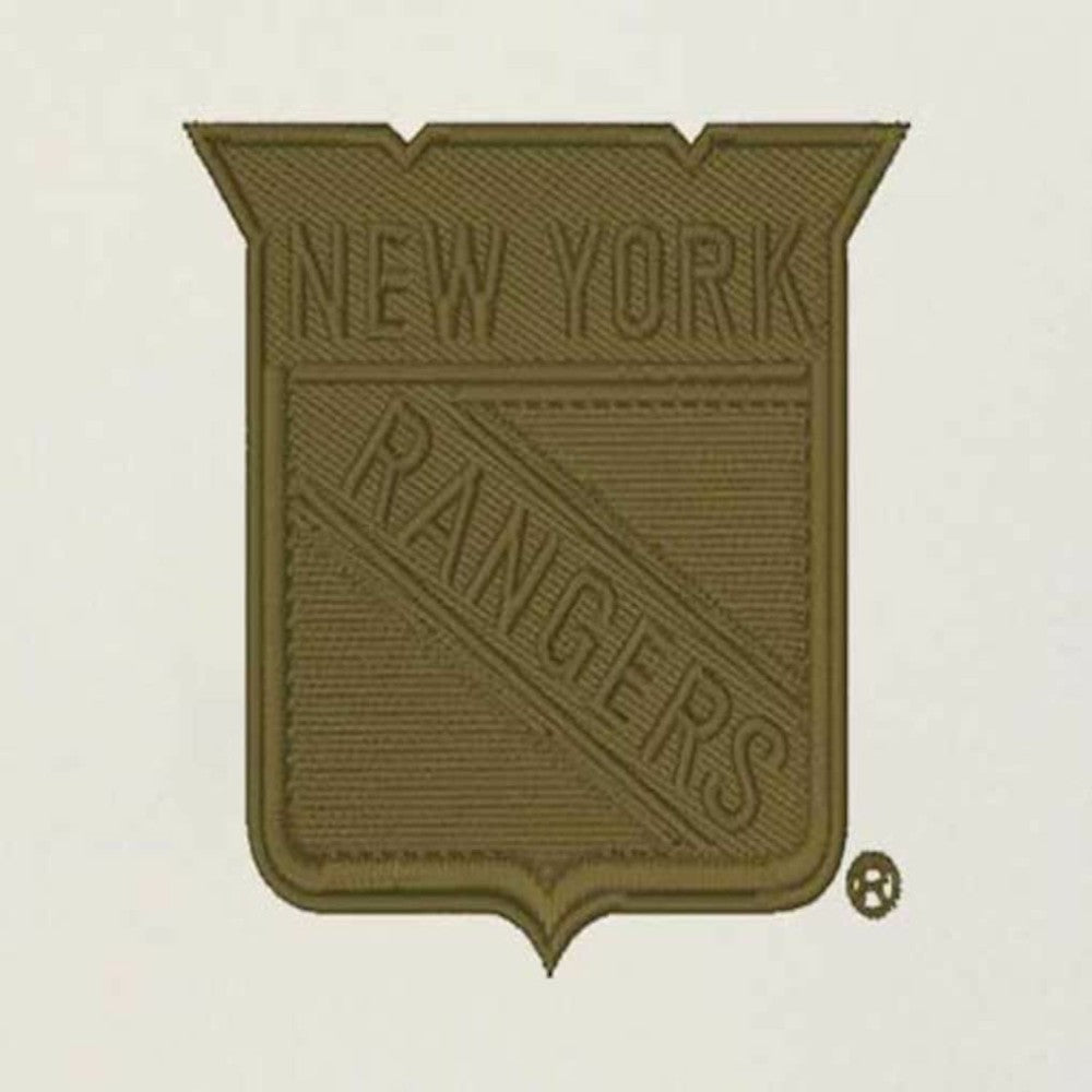 New York Rangers Antigua Intrepid Sand Raglan Long Sleeve Hoodie T-Shirt - Cream/Olive | NHL online