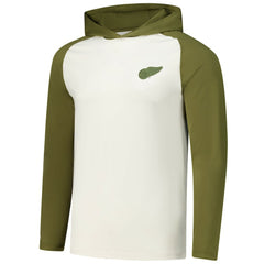 Detroit Red Wings Antigua Intrepid Sand Raglan Long Sleeve Hoodie T-Shirt - Cream/Olive | NHL Lifestyle