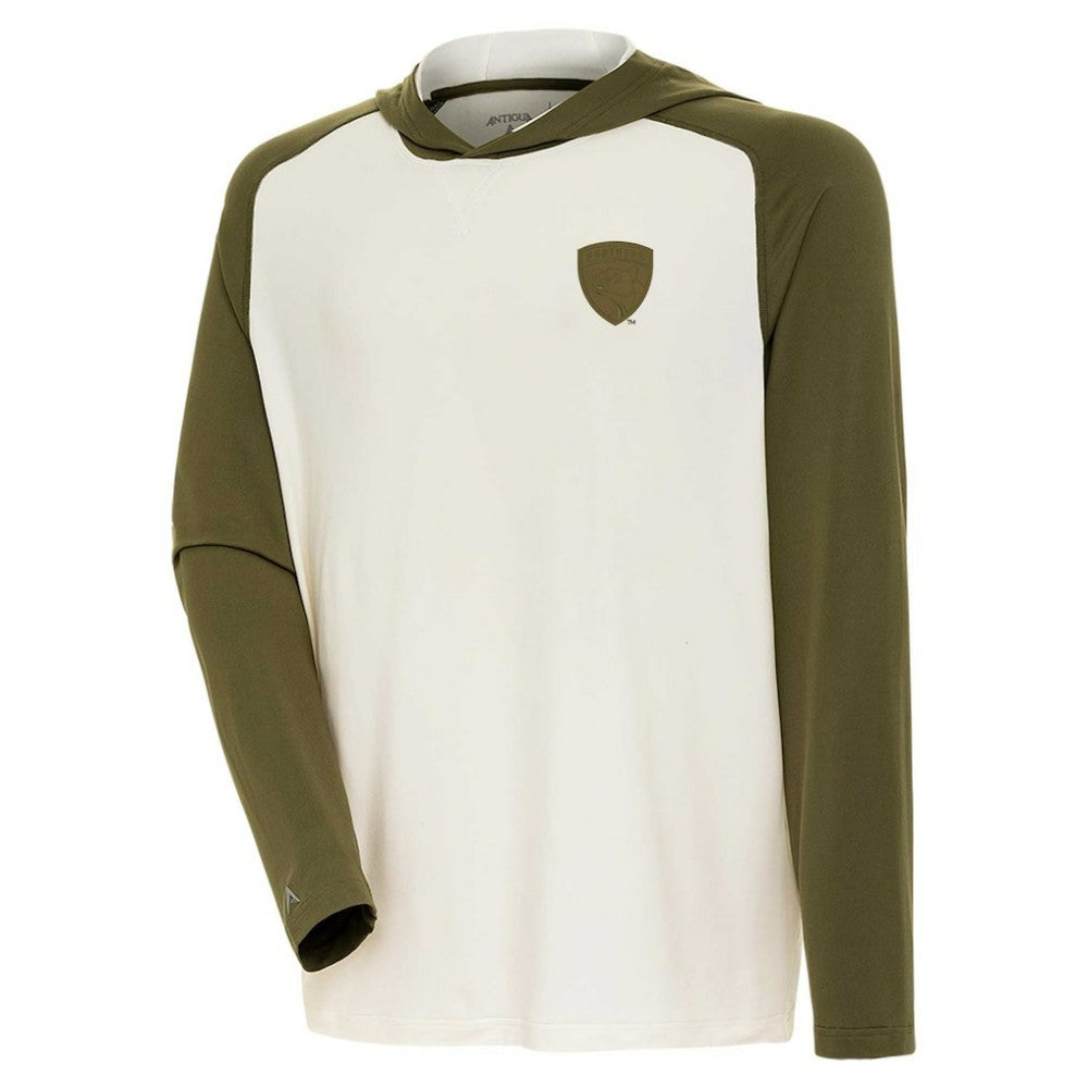 Florida Panthers Antigua Intrepid Sand Raglan Long Sleeve Hoodie T-Shirt - Cream/Olive | NHL discount