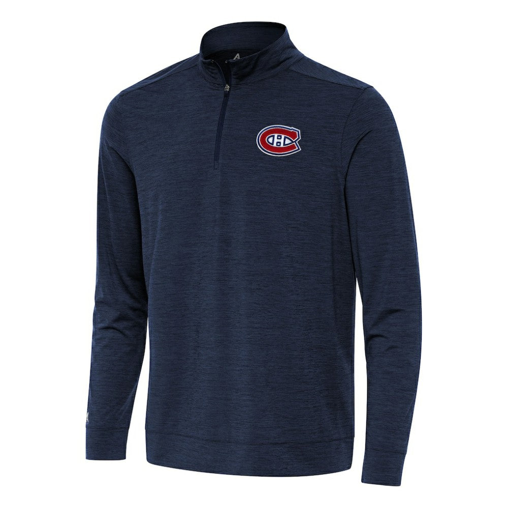 Montreal Canadiens Antigua Bright Quarter-Zip Top - Heather Navy | NHL Clearance