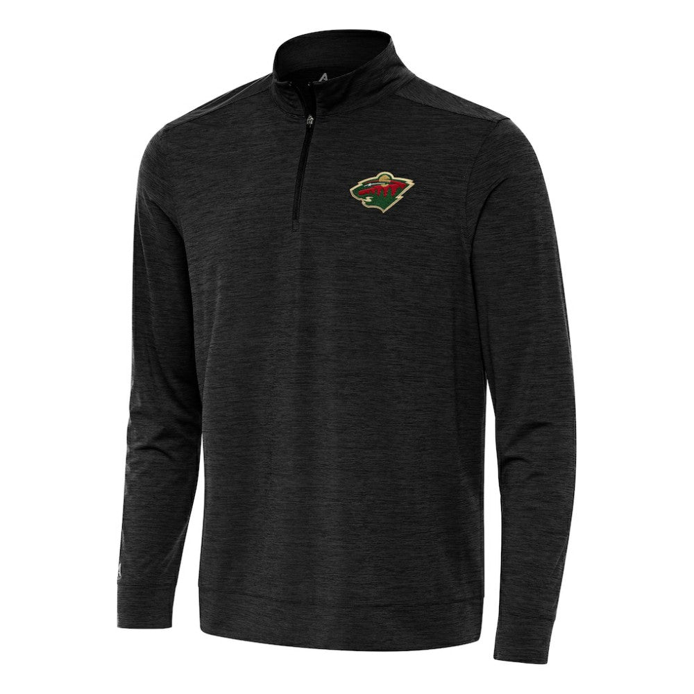 Minnesota Wild Antigua Bright Quarter-Zip Top - Heather Black | NHL Lifestyle