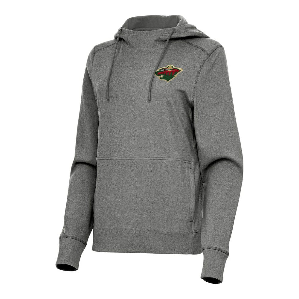 Minnesota Wild Antigua Women's Justice Pullover Hoodie - Heather Black | NHL Lifestyle