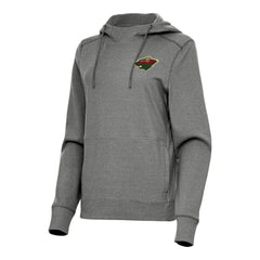 Minnesota Wild Antigua Women's Justice Pullover Hoodie - Heather Black | NHL Lifestyle