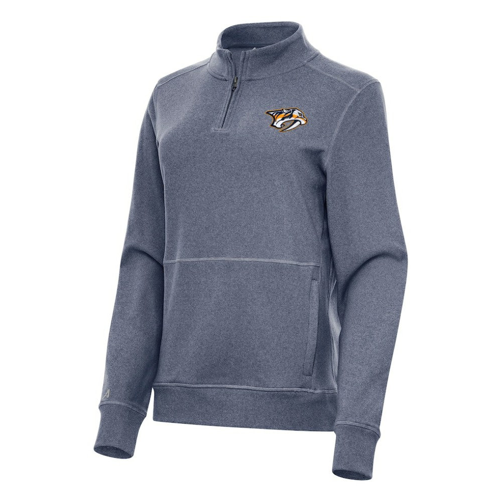 Nashville Predators Antigua Women's Crush Quarter-Zip Fleece Sweatshirt - Heather Navy | NHL sale