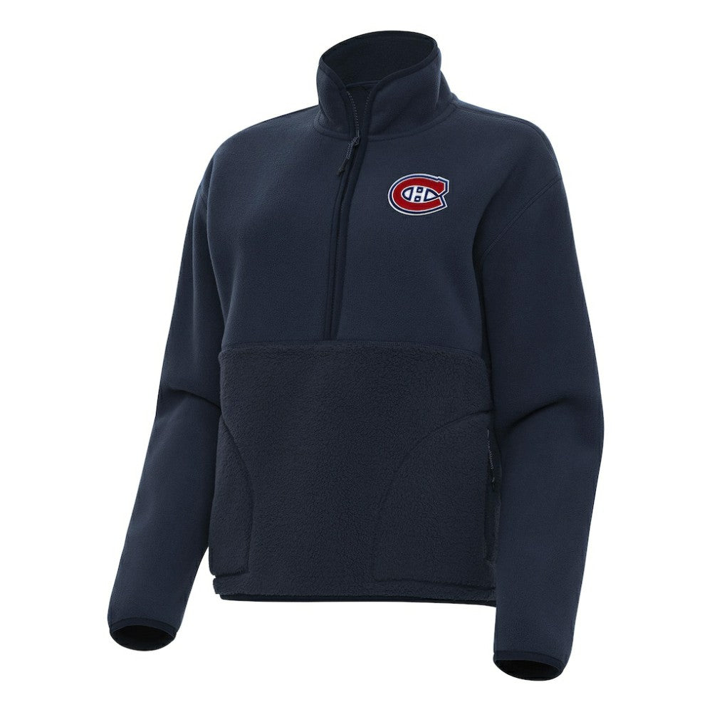 Montreal Canadiens Antigua Women's Figure Half-Zip Pullover Sweatshirt - Navy | NHL sale