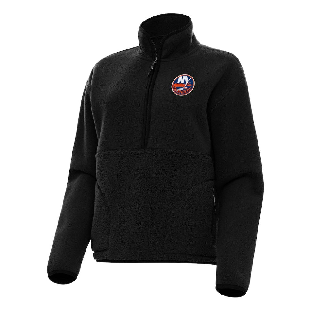 New York Islanders Antigua Women's Figure Half-Zip Pullover Sweatshirt - Black | NHL Clearance