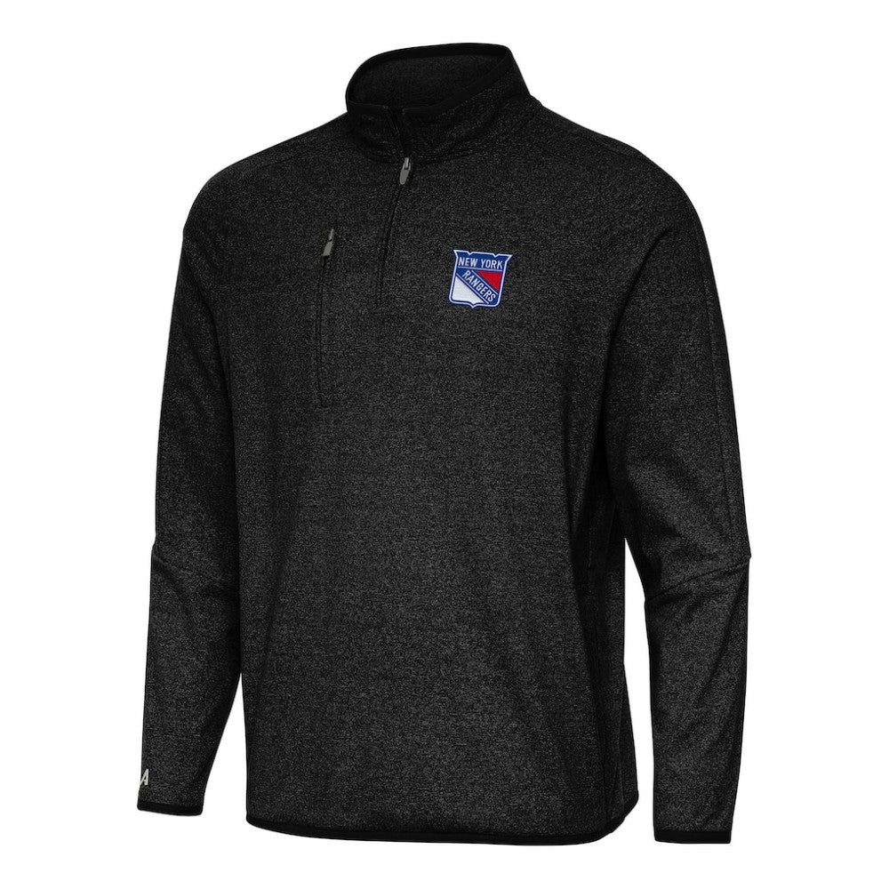 New York Rangers Antigua Certain Quarter-Zip Tri-Blend Sweatshirt - Heather Black | NHL discount