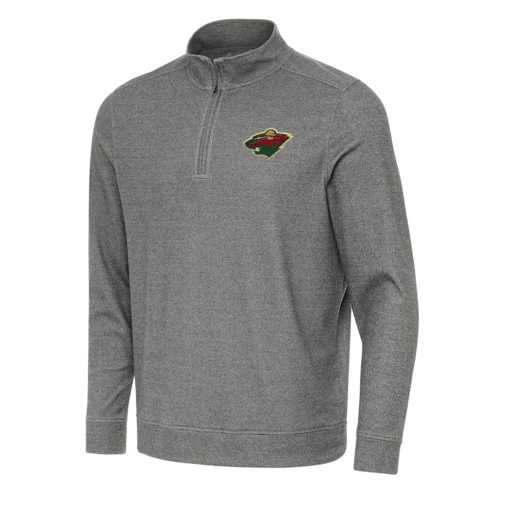 Minnesota Wild Antigua Subtle Quarter-Zip Sweatshirt - Heather Black | NHL sale