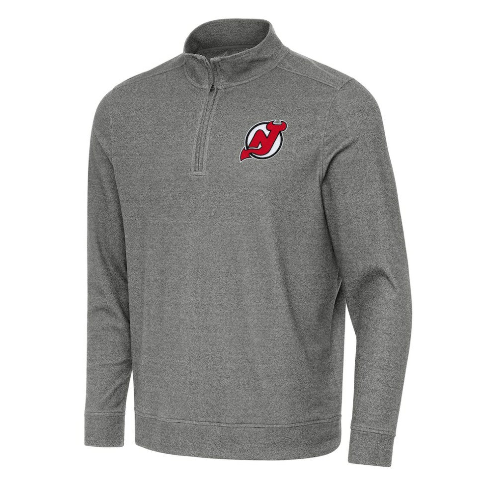 New Jersey Devils Antigua Subtle Quarter-Zip Sweatshirt - Heather Black | NHL online