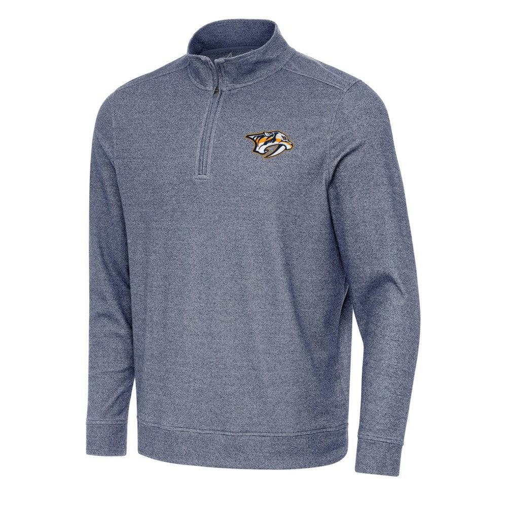 Nashville Predators Antigua Subtle Quarter-Zip Sweatshirt - Heather Navy | NHL Lifestyle