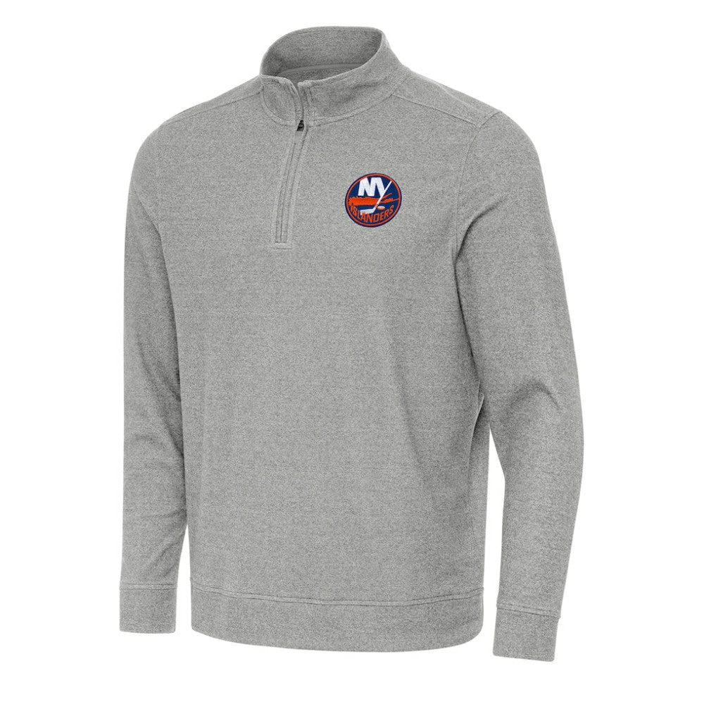 New York Islanders Antigua Subtle Quarter-Zip Sweatshirt - Heather Gray | NHL online