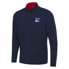 New York Rangers Antigua Content Quarter-Zip Pullover Top - Navy/Red | NHL Lifestyle