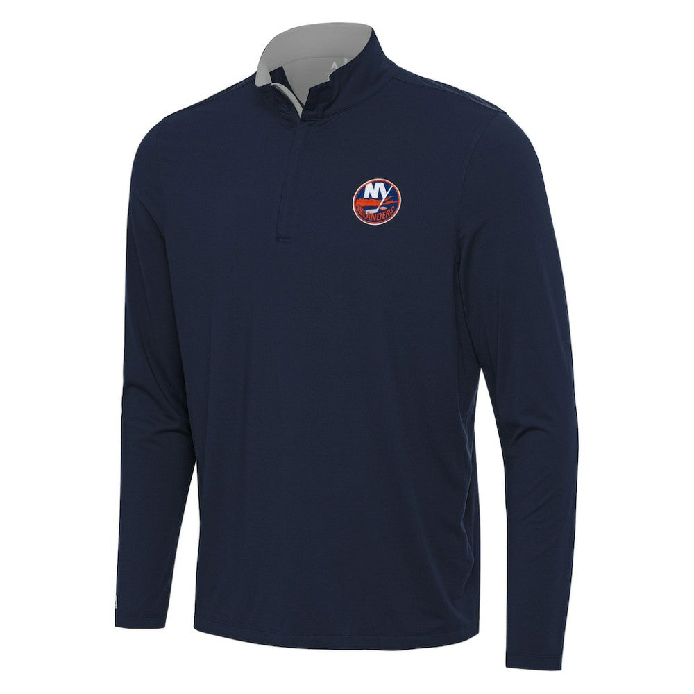 New York Islanders Antigua Content Quarter-Zip Pullover Top - Navy/Gray | NHL on sale