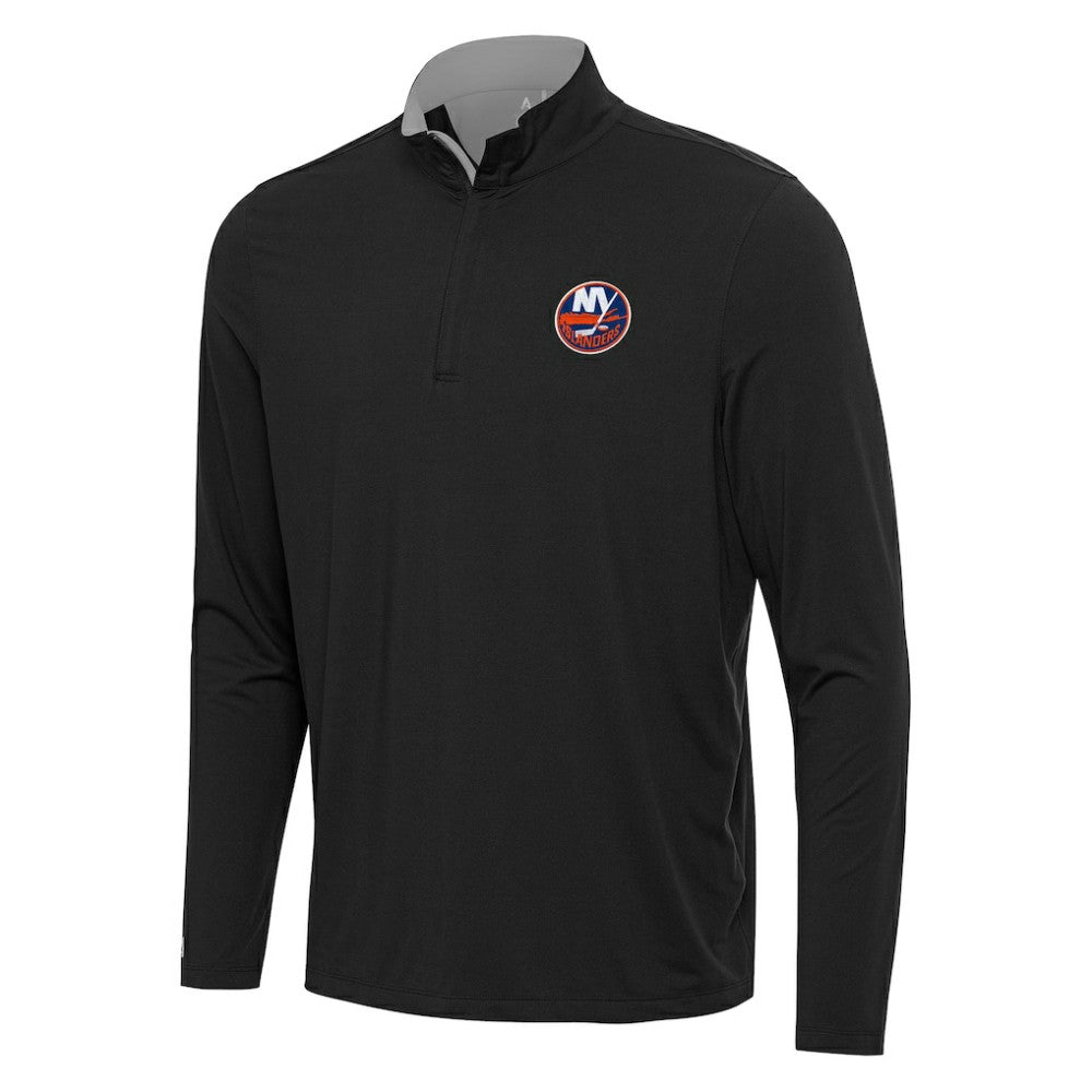 New York Islanders Antigua Content Quarter-Zip Pullover Top - Black/Gray | NHL online