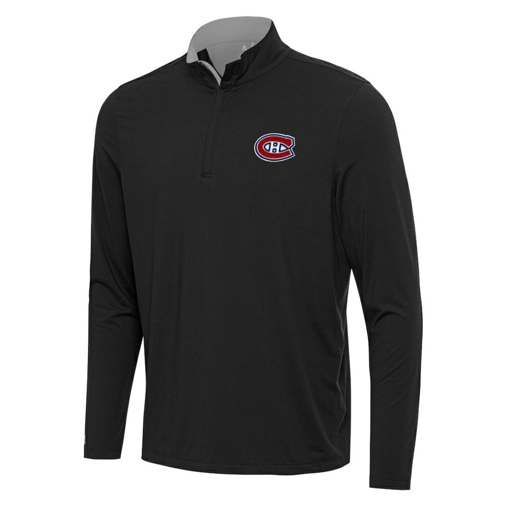 Montreal Canadiens Antigua Content Quarter-Zip Pullover Top - Black/Gray | NHL near me