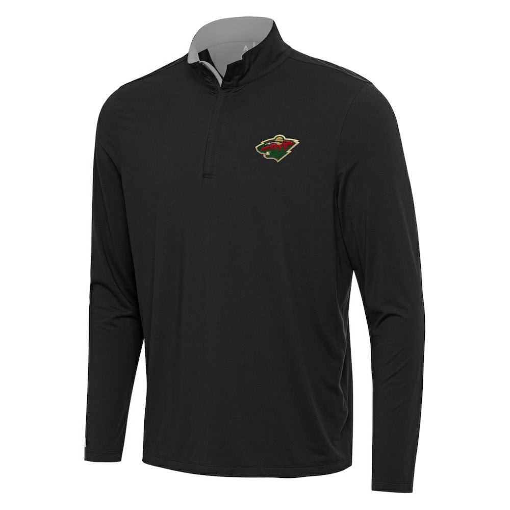 Minnesota Wild Antigua Content Quarter-Zip Pullover Top - Black/Gray | NHL online