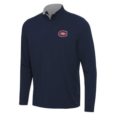 Montreal Canadiens Antigua Content Quarter-Zip Pullover Top - Navy/Gray | NHL Clearance