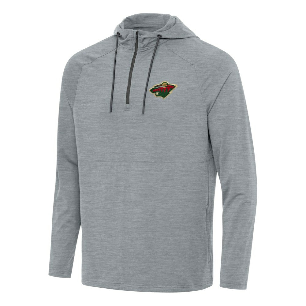 Minnesota Wild Antigua Spikes Quarter-Zip Hoodie - Heather Gray | NHL on sale