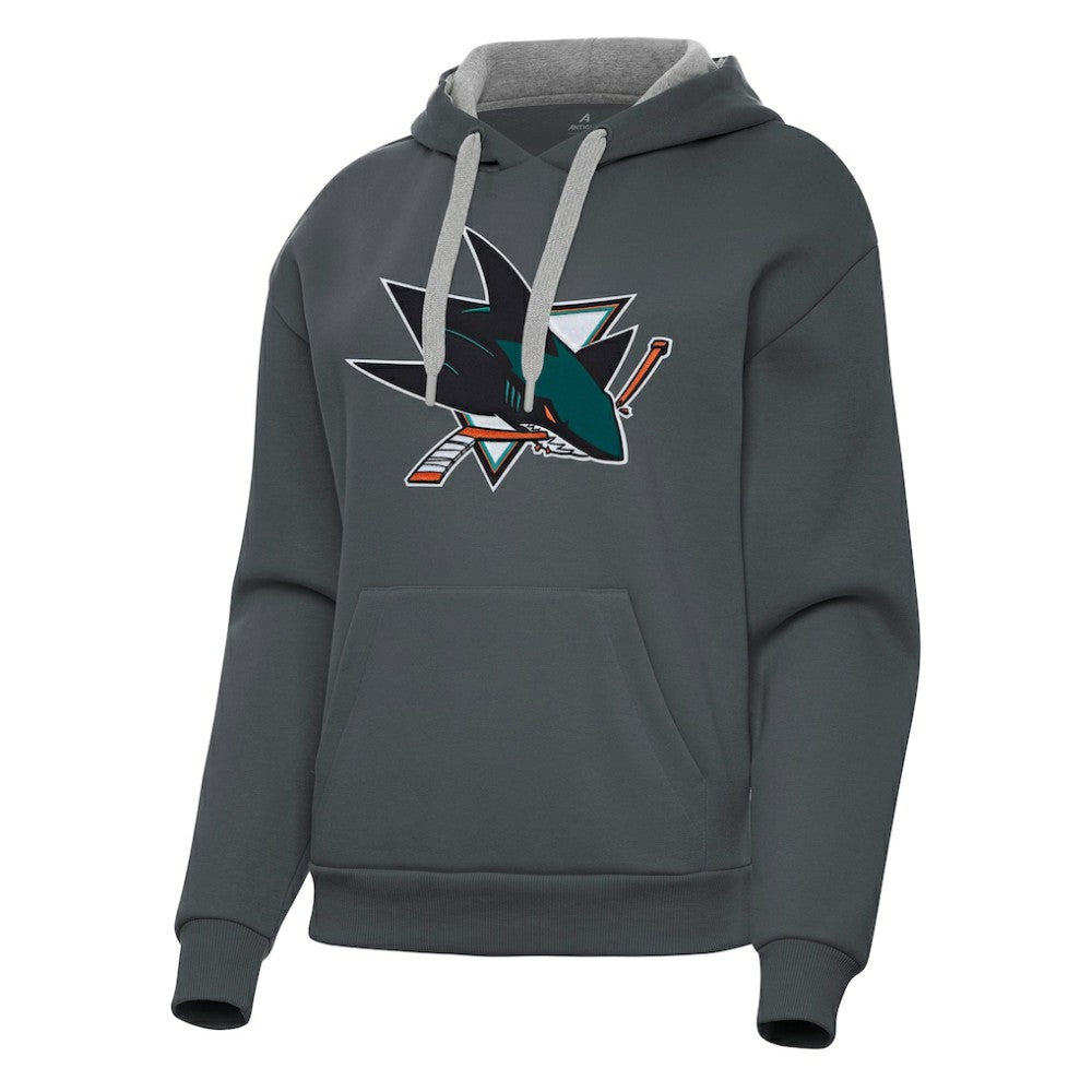San Jose Sharks Antigua Women's Victory Pullover Hoodie - Charcoal | NHL sale
