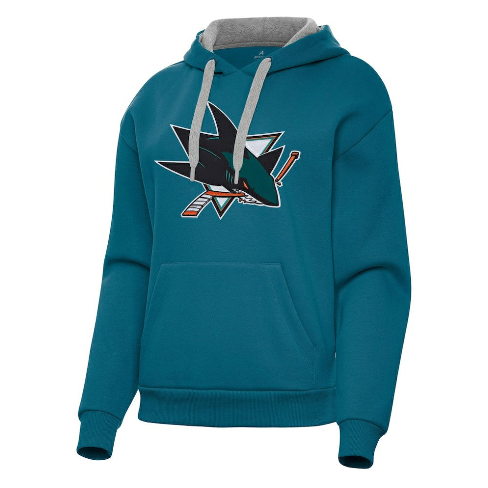 San Jose Sharks Antigua Women's Victory Pullover Hoodie - Teal | NHL sale