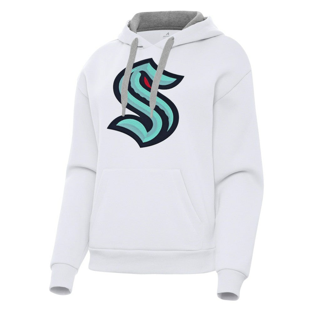 Seattle Kraken Antigua Women's Victory Pullover Hoodie - White | NHL Clearance