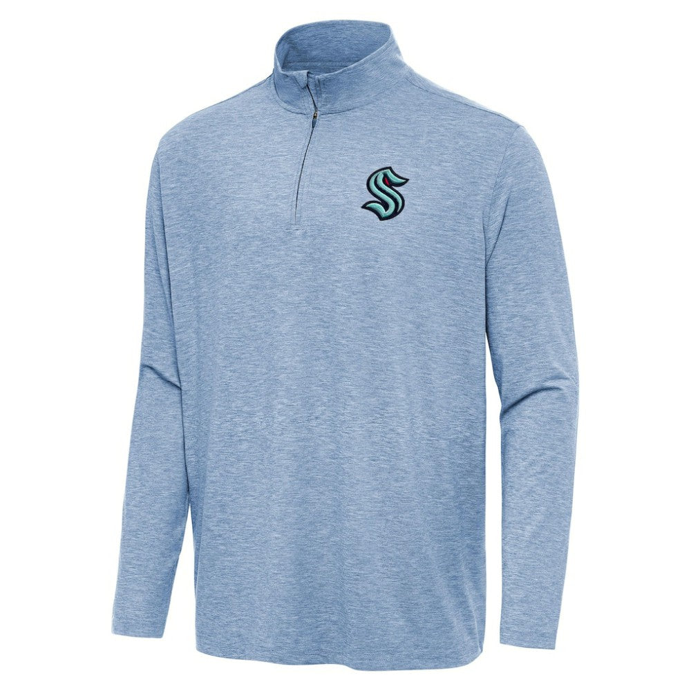 Seattle Kraken Antigua Hunk Quarter-Zip Top - Heather Blue | NHL sale