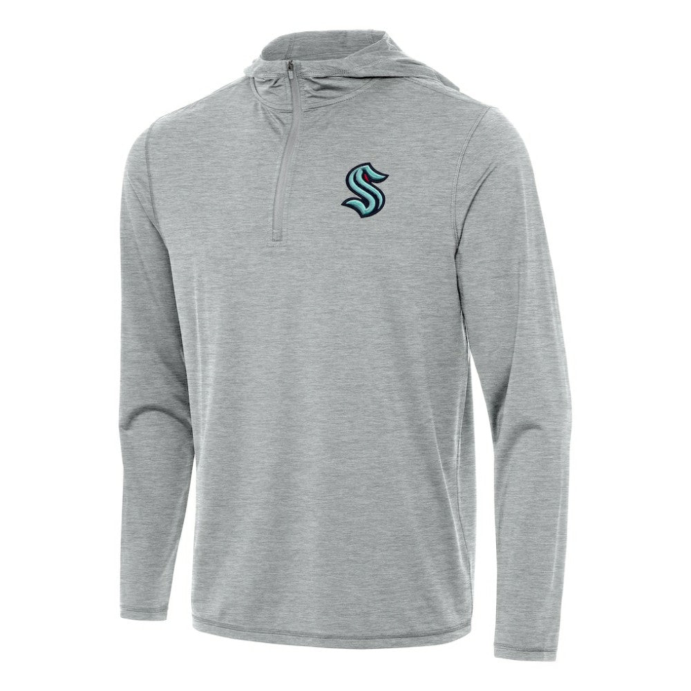Seattle Kraken Antigua Tidy Quarter-Zip Hoodie - Heather Gray | NHL sale