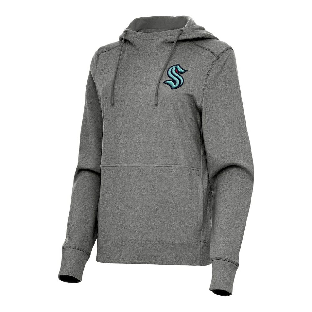 Seattle Kraken Antigua Women's Justice Pullover Hoodie - Heather Black | NHL near me