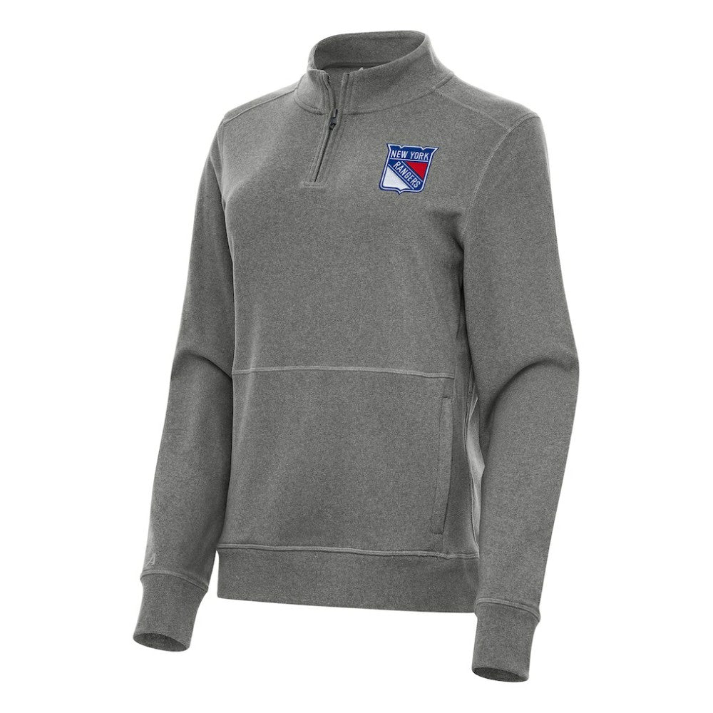 New York Rangers Antigua Women's Crush Quarter-Zip Fleece Sweatshirt - Heather Black | NHL discount